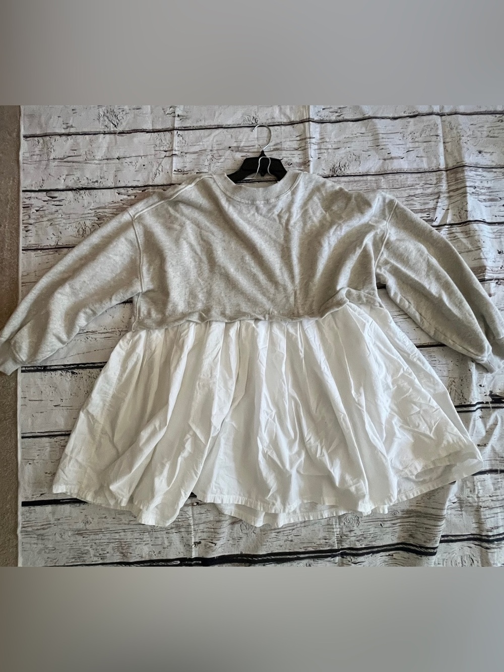 Free People Two-Tone Gray and White Peplum Top